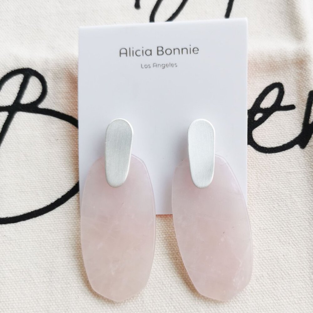 Alicia Bonnie Earrings - Cathy - Rose Quartz Silver